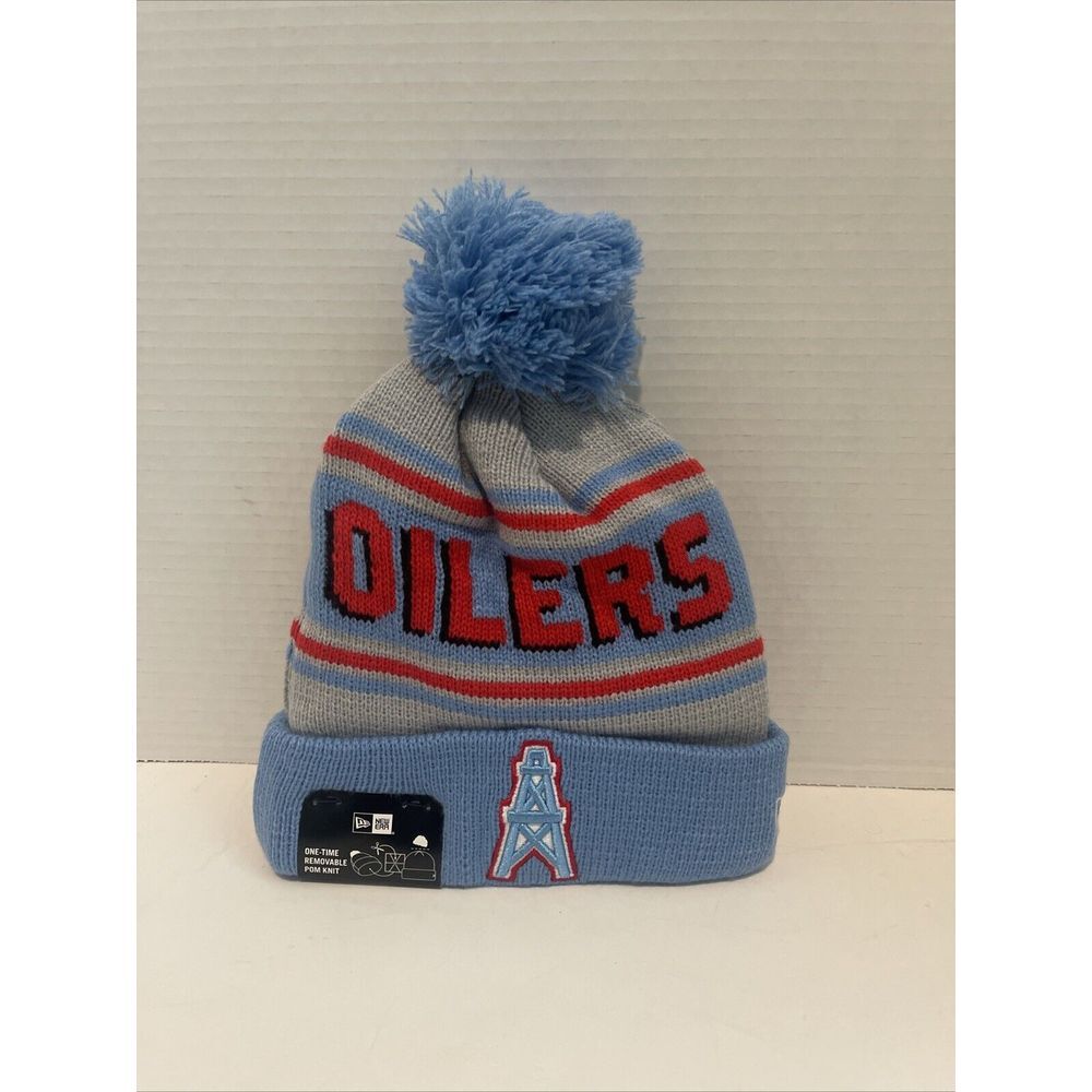 Houston Oilers New Era Retro Throwback‎ Cuffed Pom Knit Beanie Hat NWT